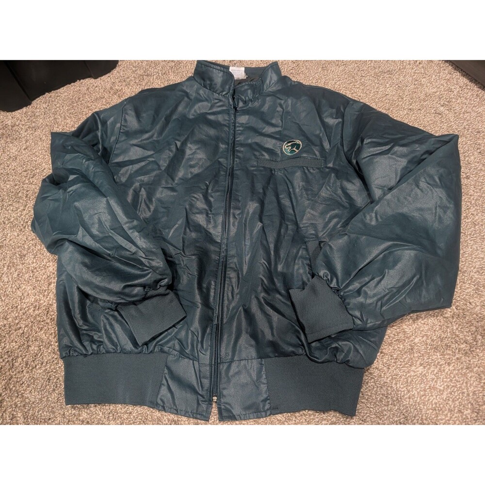 Vintage Sportsmaster XL Nylon Bomber Jacket Embroidered Mascot Logo Made in USA